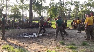 Layin’ down the smackdown. These #Marines are learning the importance of close quarters combat and bayonet fighting skills during recruit training on #ParrisIsland. #KnowYourMil | U.S. Department of War