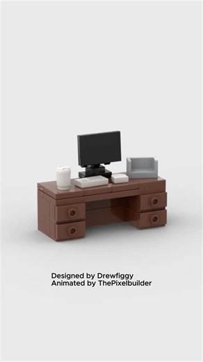 @LEGO Mini Office Desk | 3D Animation Build