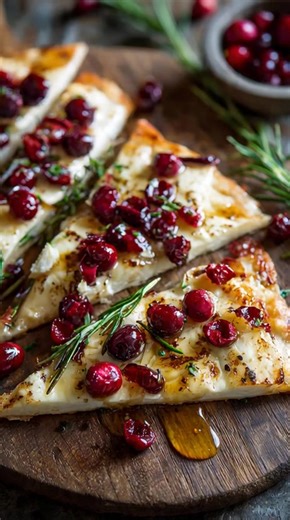 🍞🧀 Crispy Brie Flatbread with Cranberries 🧀🍞 Ingredients: 1 flatbread or naan (store-bought or homemade) 4 oz brie cheese, sliced (rind on or off, your preference) ⅓ cup fresh or dried cranberries 1 tablespoon honey (plus more for drizzling) 1 tablespoon chopped fresh rosemary (or thyme) 1 tablespoon olive oil Optional: crushed walnuts or pecans for added crunch Salt and pepper to taste Directions: Preheat the Oven: Preheat your oven to 425°F (220°C). Line a baking sheet with parchment paper