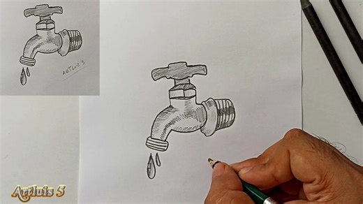 How to draw a water faucet