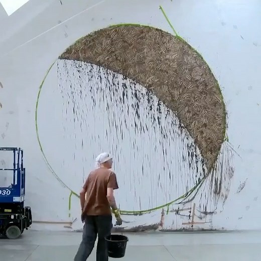 Avant Arte on Instagram: "Richard Long creating his large-scale mud work, 'Gravity Crescent' #richardlong"