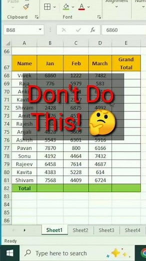 👍AutoSum Multiple Rows & Columns in Excel💯#excel #shortsfeed #exceltips #autosum