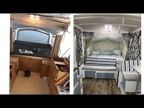 Pop up camper remodel redo/tour Coleman pop up trailer transformation. Trailer remodel