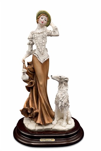 Vintage Pascal Porcelain Figurine | Victorian Lady and Dog Sculpture - Etsy