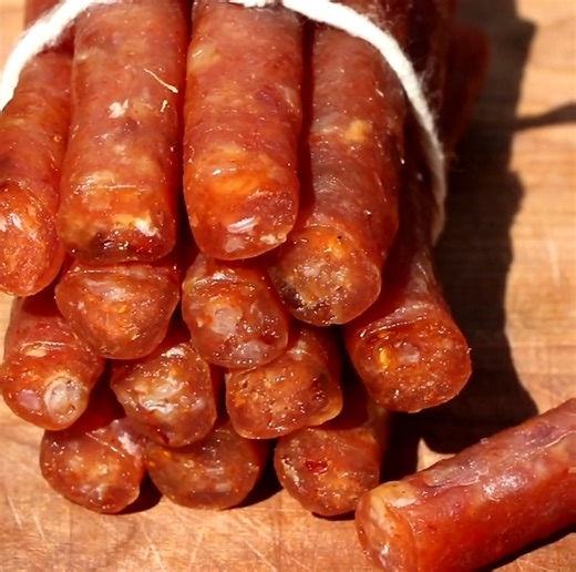 Calabrian Turkey Salamini (Mini Salami) Check out the recipe here! https://twoguysandacooler.com/calabrian-turkey-salamini/ | 2 Guys & A Cooler
