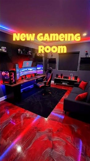 Dream Gaming Room Build with Red Epoxy Flooring 🔥#trending #transformation #restoration