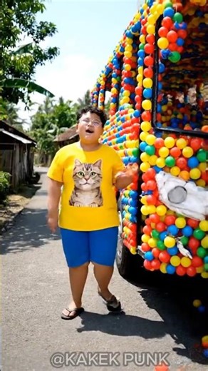 Denis Pamer bus telolet dari bola warna-warni keren banget