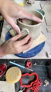 ✨🧶✨Making a sweater mug with lots of volume and a cute surprise addition at the end!! 🌈Sweater Weather rolling pin from @claysharemarket 🍄Gnome stamps and cutters from @debi_delacruz and the clay is @lagunaclay bmix5 @jessputnamphillips #madewithclayshare #gnomemug | Clayshare