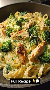 Creamy Chicken Alfredo Fettuccine with Broccoli 🍝💚 Prep Time: 15 minutes Cook Time: 25 minutes Servings: 3–4 Calories per serving: ~520 kcal Ingredients 🛒 For the Chicken 2 boneless, skinless chicken breasts Salt & black pepper, to taste 1 tbsp olive oil For the Pasta & Vegetables 7 oz fettuccine pasta 1 heaping cup broccoli florets For the Alfredo Sauce 2 tbsp unsalted butter 2 garlic cloves, minced 1 cup heavy cream 1/2 cup grated Parmesan cheese Pinch of ground nutmeg (optional) To Garnish