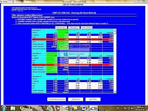 How to make simplex method on Tora
