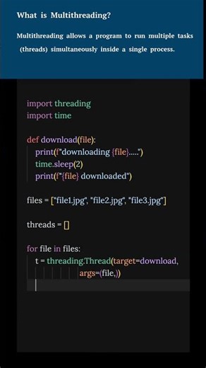 Python programming | Multi threading #shorts #youtubeshorts #viral #trending