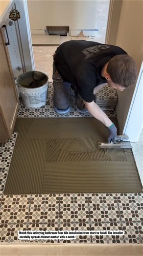 Perfect Floor Tile Installation Process | Professional Bathroom Tiling & Thinset Application