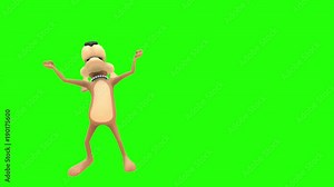 Mad angry animated dog hound canine pooch mutt cartoon character displays violent temper tantrum multiple times in front of green screen background
