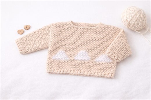 Crochet Pattern – in the Clouds Baby Sweater | Beginner Baby Crochet PDF | Cloud Sweater Pattern 0–24 Months | Digital Download - Etsy
