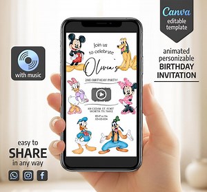 Animated Clubhouse Birthday Invitation, Mickey Invitation, Clubhouse Video Invitation, Mouse Party Invite, Editable Invite - Etsy