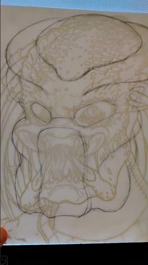 #Predator #WIP Flat colors laid out and I started drawing the mask of the #Yautja #predatorfanart