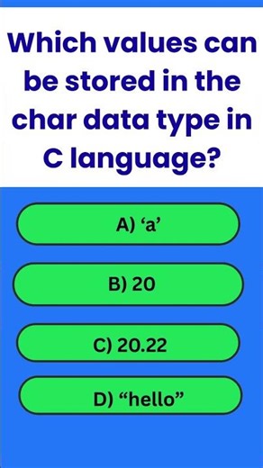 C Language Quiz Time | Which type of value you can store in "char" data type | C Quiz