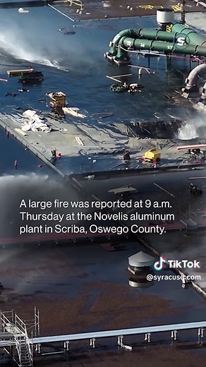 For the second time in two months, firefighters are battling a blaze at the Novelis factory in Oswego County. A fire was reported at the aluminum plant in Scriba at 9 a.m. Thursday. Firefighters from two counties have been on scene for hours, pouring water onto the roof of the plant. As of 11:30 a.m., a representative from Novelis said the fire was still burning. Novelis, which says it is the world’s largest supplier of aluminum sheets for the automotive industry, with a global market share of a