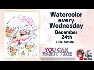 The Art Sherpa Show – Vintage Santa Claus Line and Wash Easy Watercolor Step by step