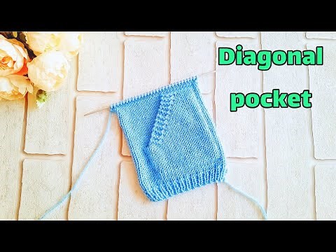 How to knit diagonal pocket | Knitting tutorial | Adding a pocket lining to a knit cardigan