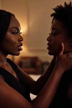 2 black lesbians tongue kissing