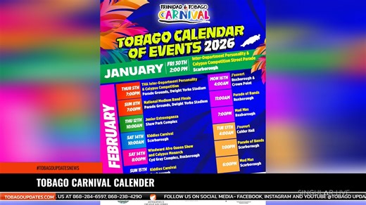The wait is officially over. Today, the Tobago Festivals Commission unveiled Tobago’s high-octane 2026 pre-lenten Carnival calendar, confirming the island’s transformation into a cultural epicenter this February. | Tobago Updates