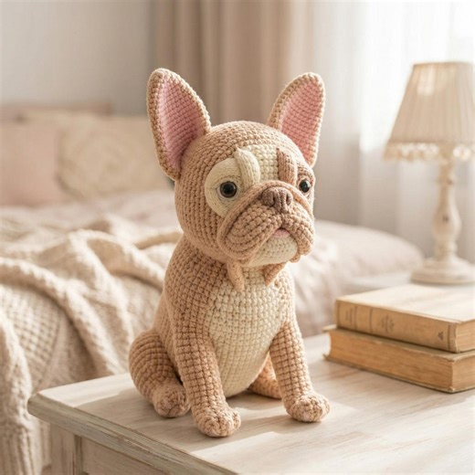 French Bulldog Amigurumi Pattern PDF • Realistic Dog Crochet Tutorial • DIY Plush Frenchie