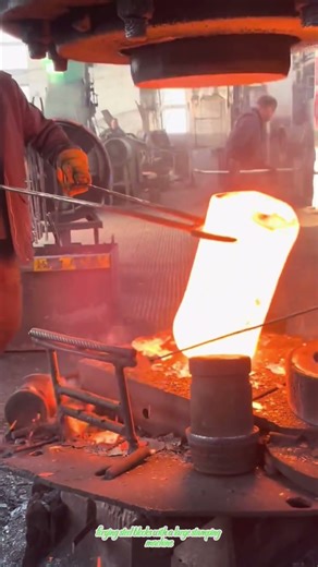 forging steel blocks with a large stamping machine