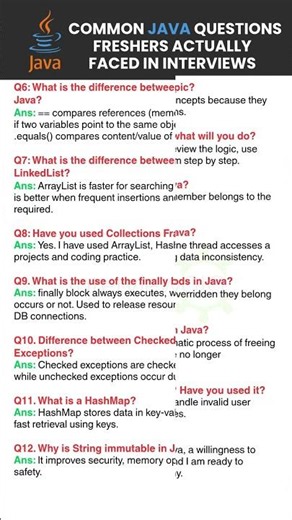 Top 20 Java Interview Questions and Answers for Freshers | Real Company Asked Questions #java