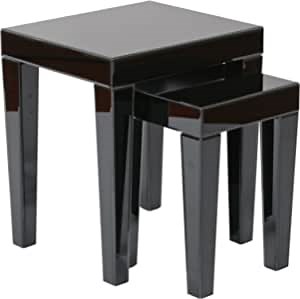 AVE SIX Reflections Nesting Tables, Black Glass