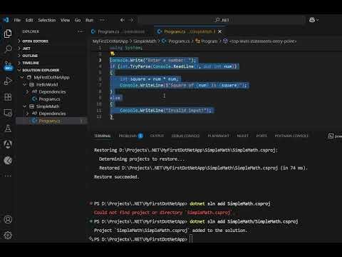 Running simple math c# console app in VS Code