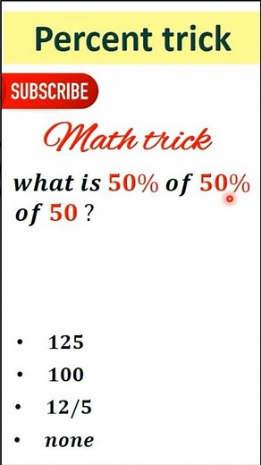 50% of 50% of 50 🤯 | Mind-Blowing Percentage Trick! | #Maths