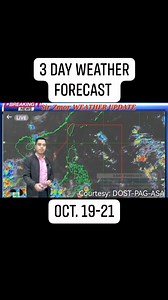 1K reactions · 58 shares | 3 Day Weather Forecast | PAG-ASA Weather Forecast | October 19-21 #sirzmor #fbreelsfypシ゚viral #maginghandaatligtas #seacondition #LPA #typhoon #HeavyRainfall #RainfallAdvisory #weather #PhilippineWeather | Maestro Z Updates | Facebook