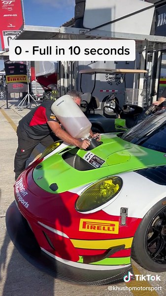 High-speed Refueling of a Porsche GT3R at Sebring Circuit