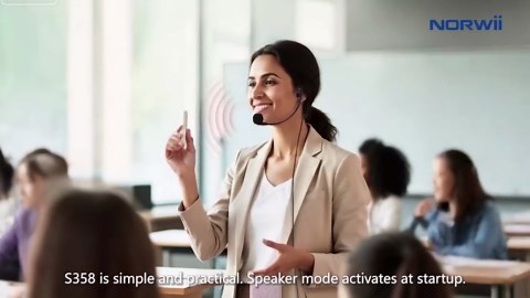 Norwii Bluetooth Voice Amplifier, Power Amplifiers, Portable Mini Wired Microphone Headset for Teacher Classroom & Outdoor Lectures, Teaching, Tour Guides, USB-C Rechargeable - 2000mAh, Black