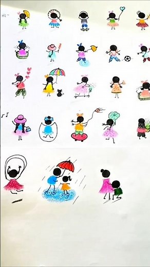 ​Easy Cute Stick Figure Drawing Ideas ✏️🎨 #satisfyingart