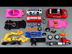 Assemble Toy Vehicles | Pairing Excavator with Bulldozer, Police Car & Bus, Fire Truck, Racing Car