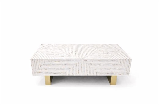 Handcrafted Wooden Bone Inlay Coffee Table - Center Table - Inlay Coffee Table - Round Coffee Table in Modern Design - Etsy