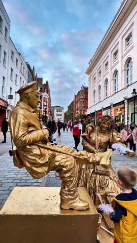Naughty Goldman acting tickled 🤣. #livingstatue