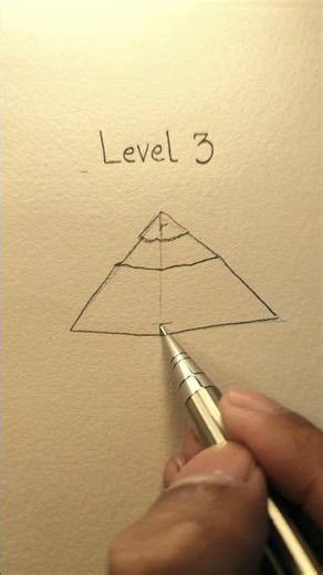 Drawing Triangle 3 Levels | Easy Drawing for kids | Drawing with Shapes #drawing #challenge #shorts