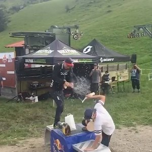 What a great weekend it was! Managed to win the triple crown (whip offs, chainless downhill & burm banger race) and did one of my coolest trial shows ever which is awesome. Shoutout to @elias_schwaerzler for being an amazing mc of my show and for getting 2nd!! Beer shower was sick 😂🤙🏽 | Fabio Wibmer