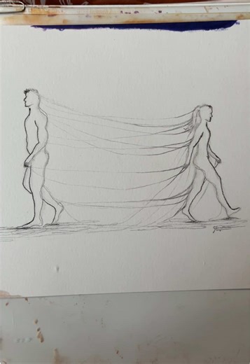 “Unraveling” charcoal and graphite linework from remnants of a dream #charcoaldrawing #linework #drawing #interlinked #separation