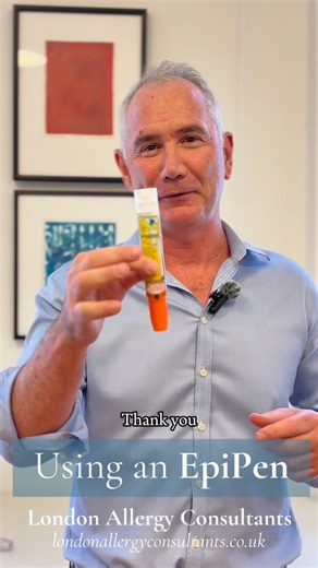 London Allergy Consultants on Instagram: "🔊 What an EpiPen really sounds like - Professor George demonstrates how to use an adrenaline auto-injector in real life, and what to expect 👨🏻‍⚕️ Remember: 𝒃𝒍𝒖𝒆 𝒕𝒐 𝒕𝒉𝒆 𝒔𝒌𝒚, 𝒐𝒓𝒂𝒏𝒈𝒆 𝒕𝒐 𝒕𝒉𝒆 𝒕𝒉𝒊𝒈𝒉 🔵⬆️ 🟠⬇️ Save & share this demo with family, schools and carers - confidence saves lives 🙏 Questions? Drop them below - or get in touch with our team directly: 🛜 londonallergyconsultants.co.uk 📧 office@londonallergyconsultants.com