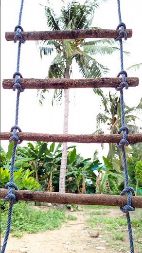 how to tie an extension ladder with rope.