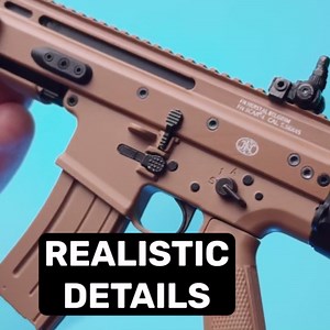 GOAT GUNS FN Scar (Officially Licensed) 1:3 Scale Diecast Metal Building Kit | Non-Firing FN Scar Military Replica for Desk Display, Man Cave & Gaming | Collectible Gun Model Kit for Adults, Tan