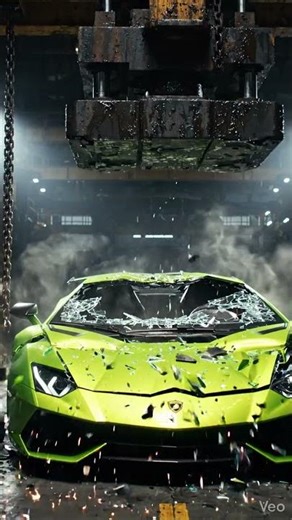 Hydraulic Press VS Lamborghini #youtubeshorts #automobile #satisfying #hydraulic