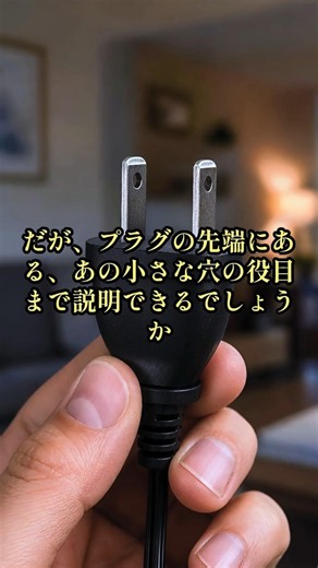 コンセントのプラグ、その小さな穴に意味がある。 #雑学 #日常の謎 #コンセント #プラグ #豆知識 #生活雑学 #知らなかった #Shorts