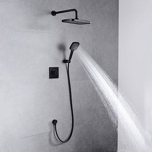 [Hot Item] Thermostatic Dual Function Matte Black Wall Mounted Concealed Shower Set for Bathroom