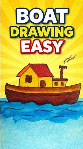 Easy Boat Drawing with Colour | Simple Ship Drawing Tutorial for Beginners #art #ytshorts #trending