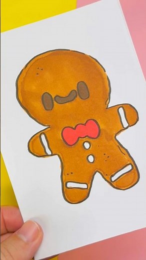 🍪🎄 How to Draw a Kawaii Gingerbread Man Cookie ✨ Step by Step